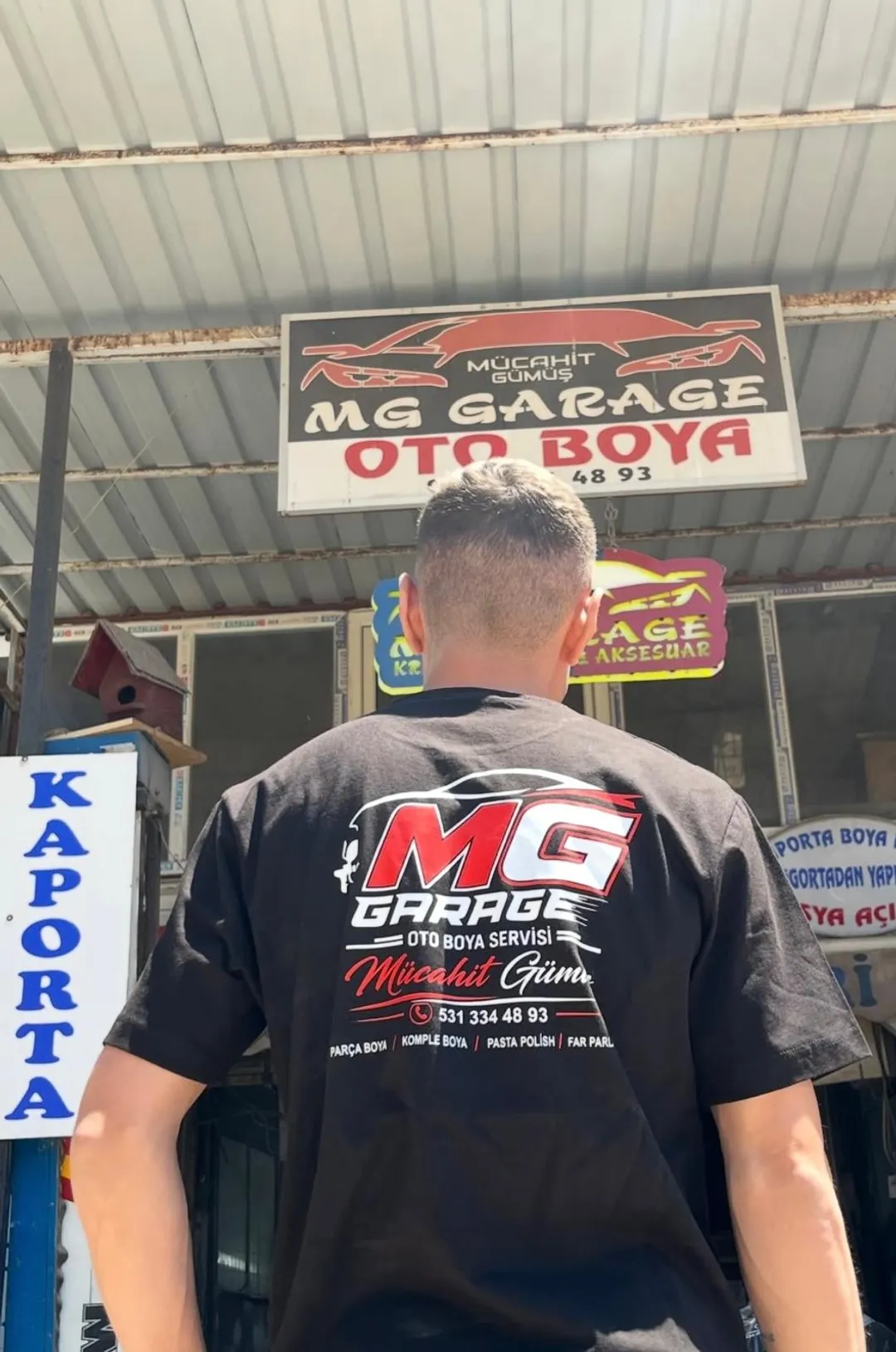 MG Garaj için baskılı personel tişörtü